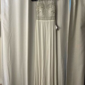 R&M Richards Strapless Cream Beaded Dress